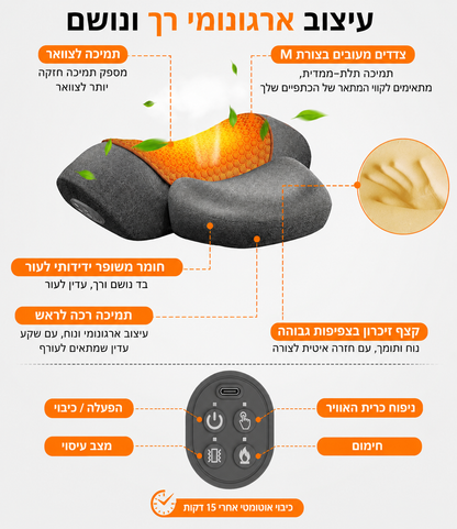 כרית עיסוי וטיפול הצוואר 3 ב-1